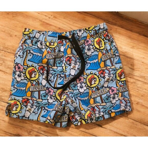 Buc-ee's Boys Swim Shorts Trunks Swimsuit Size 2T Mesh Lined Graphic Beaver Logo - Picture 1 of 6
